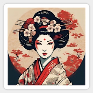 japanese style art geisha Sticker